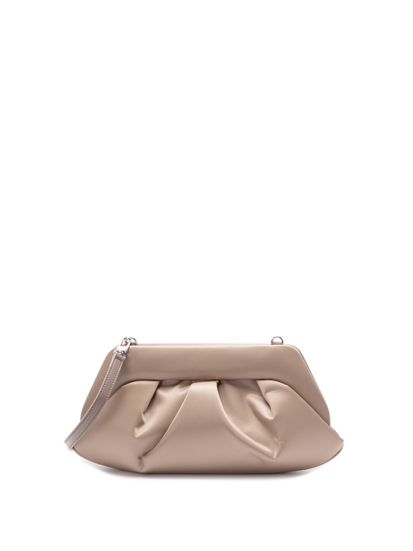 Themoirè `emera Satin` Clutch Bag In Neutral