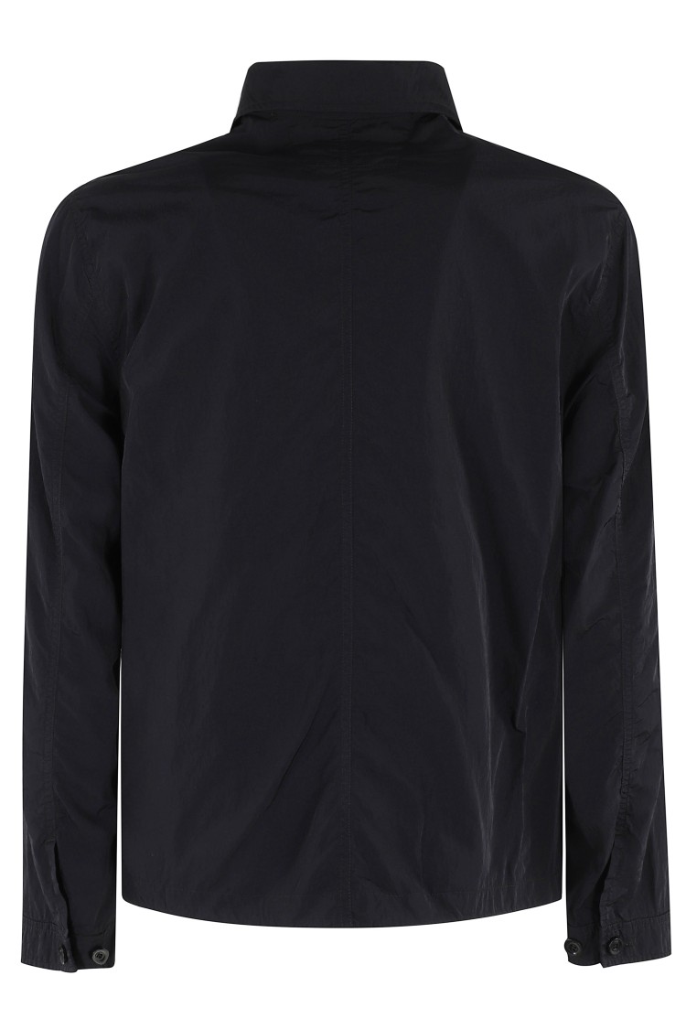 C.p. Company C.p.company Chrome-r Full Zip Logo Overshirt In Blue