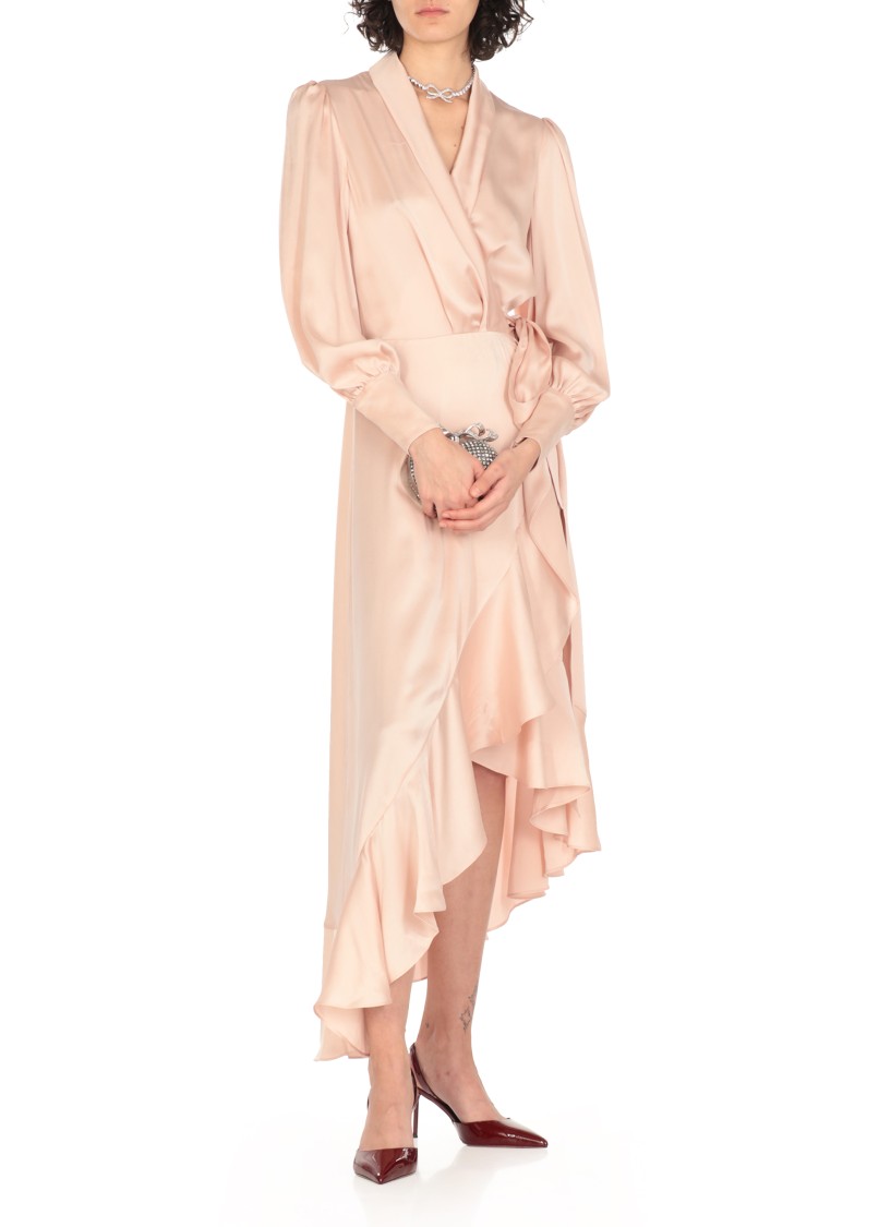Shop Zimmermann Pink Silk Wrap Dress