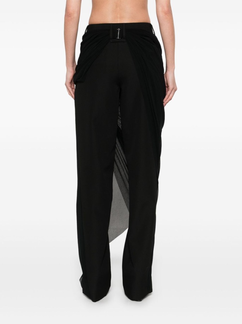 JEAN PAUL GAULTIER JEAN PAUL GAULTIER STRAIGHT LEG TROUSERS WITH DRAPED TULLE OVERLAY