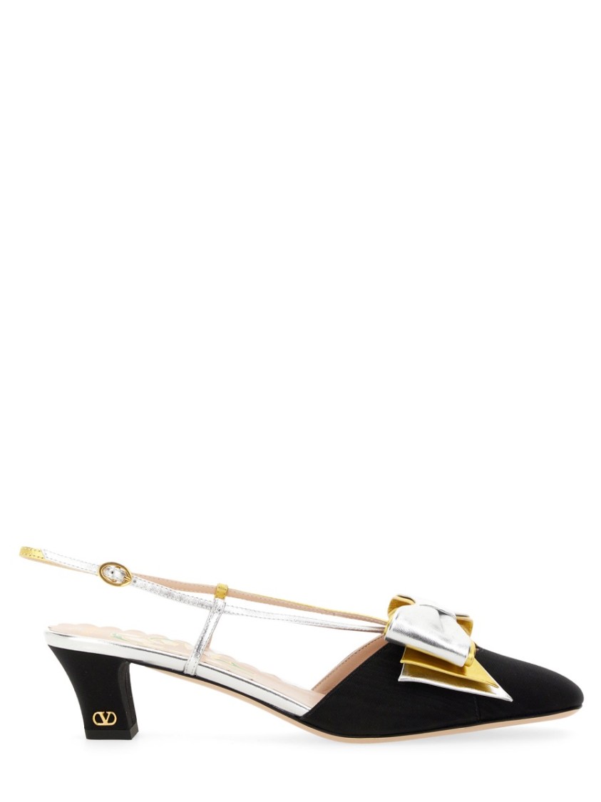 Valentino Slingback Decollete Bowow In Moire Tissue