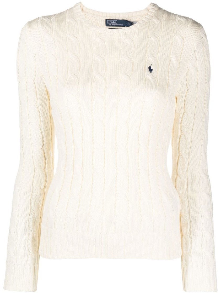 Polo Ralph Lauren Womens Cream Julianna Brand-embroidered Regular-fit Cotton-knit Jumper