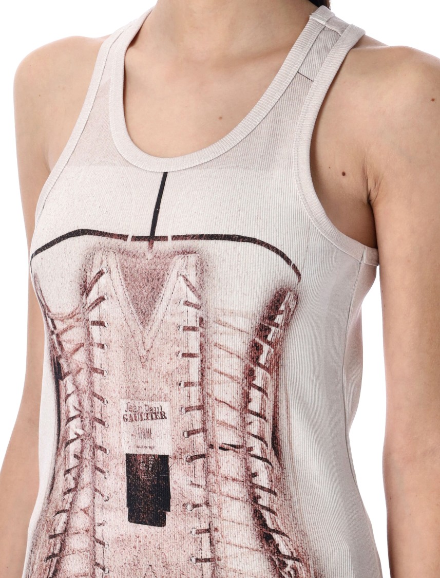 Jean Paul Gaultier Printed Ribbed Sleeveless Top In Pink