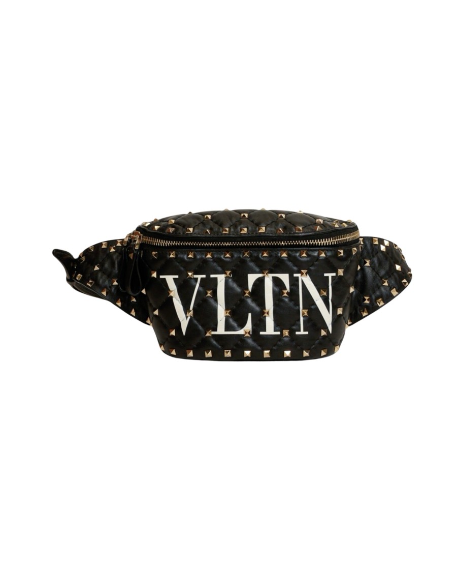 Valentino Spike Belt Bag Black In Black