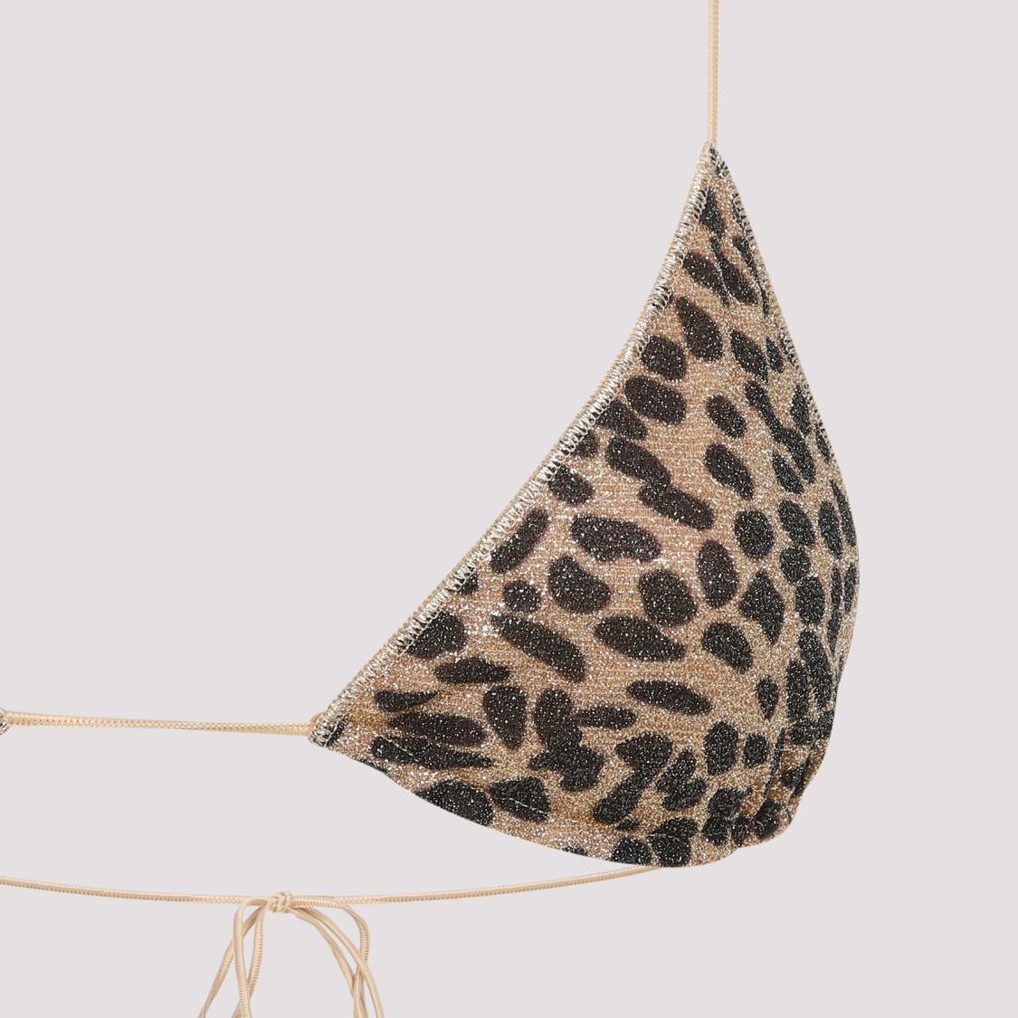 Shop Oseree Oséree Triangle Top And Bottom Multicolor Leopard Print Swimwear In Pink