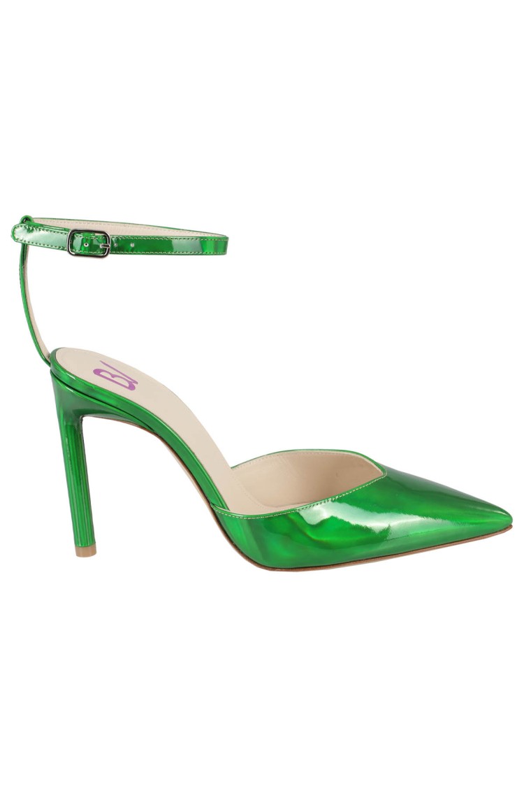 Bettina Vermillon Green Patent Leather Pumps In Green