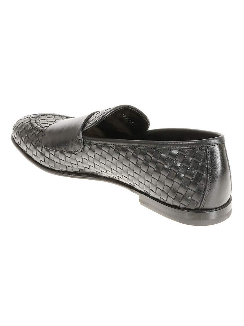 Barrett Black Leather Loafer With Woven Upper