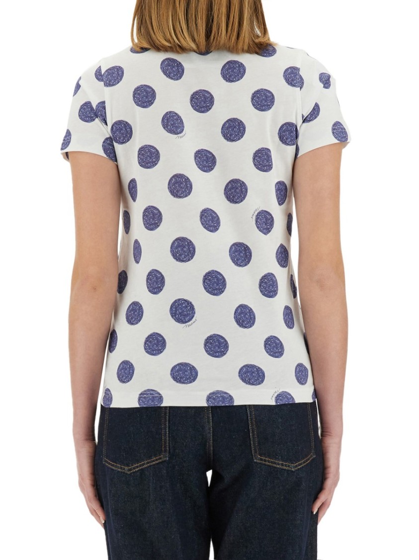 Shop Moschino "ballpoint Pen Polka Dots" T-shirt In White