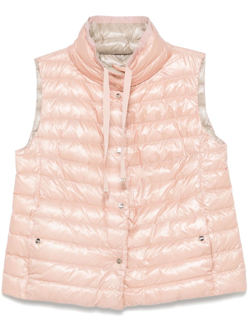 Herno Quilted Black Jacket With High Collar In Pink