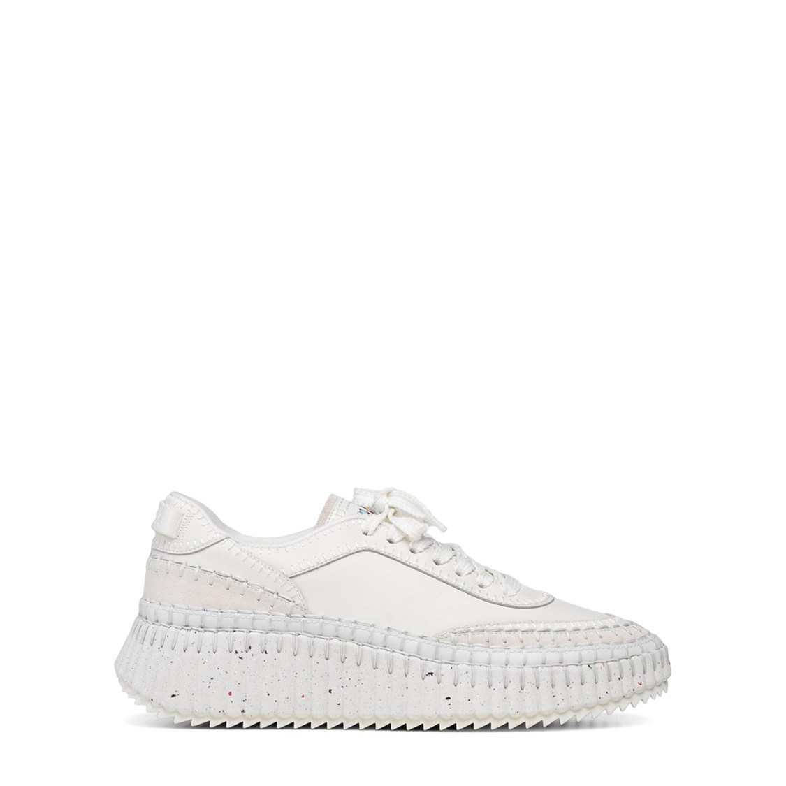 Chloé Nama Embroidered Suede And Recycled Mesh Sneakers In White