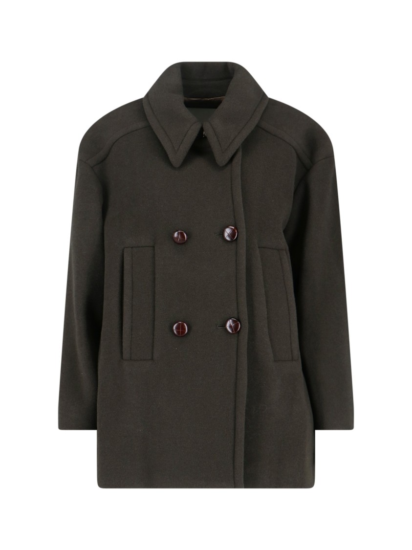 Isabel Marant Double-breasted Green Jacket With Structured Collar And Large Buttons In Green
