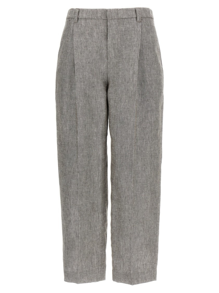 Brunello Cucinelli Straight-leg Trousers With Stretched Pleat In Gray
