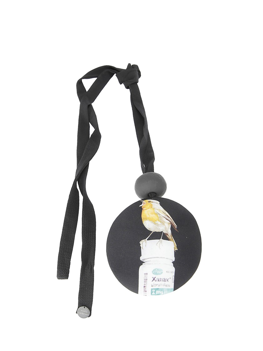 Maria Calderara Fabric Necklace With Pendant In Black
