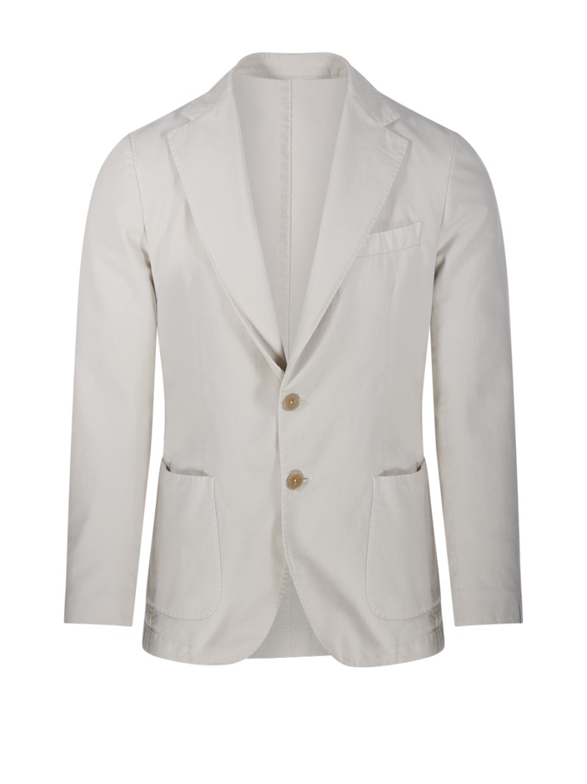 Santaniello Tailored Jacket With Notched Lapel And Polished Finish In White
