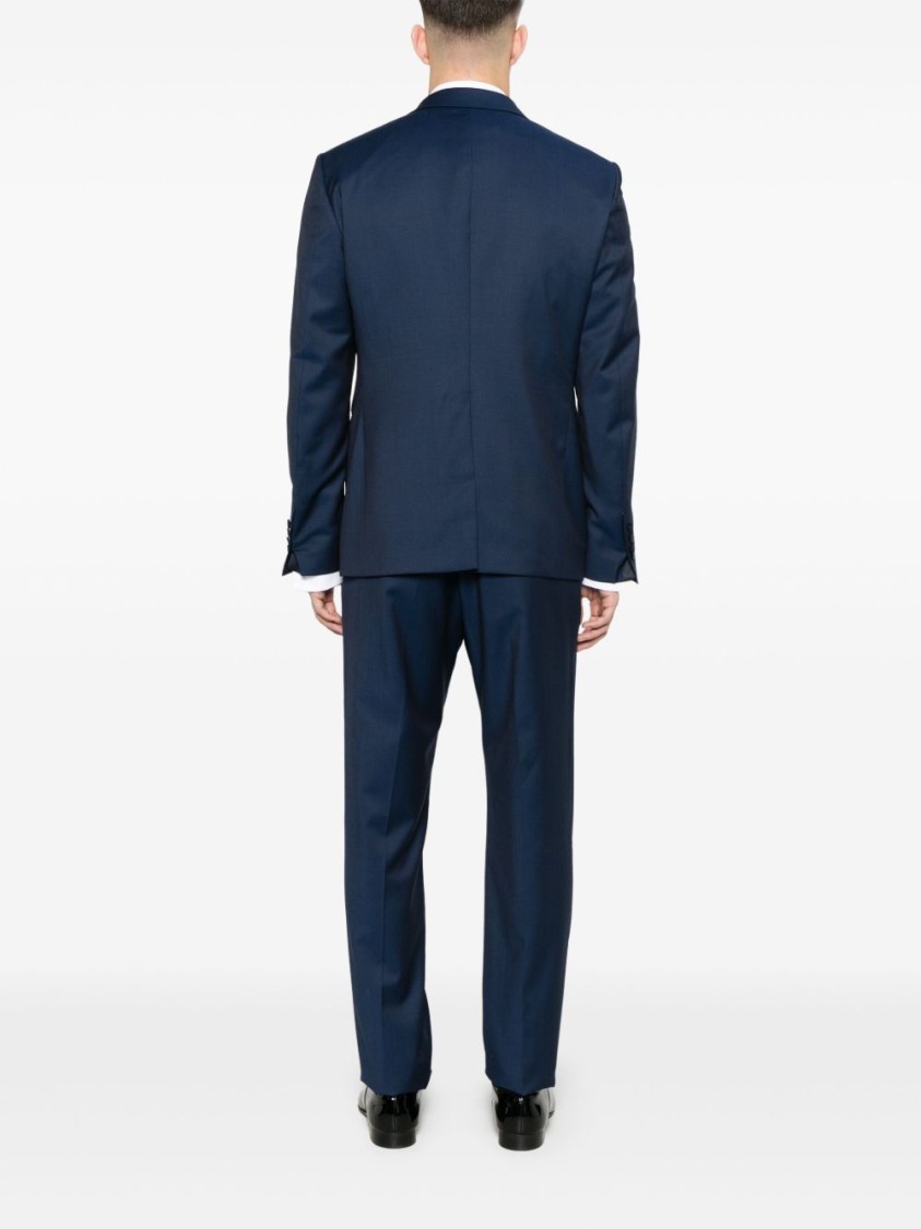 Shop Tagliatore Blue Tailored Suit With Classic Notch Lapel