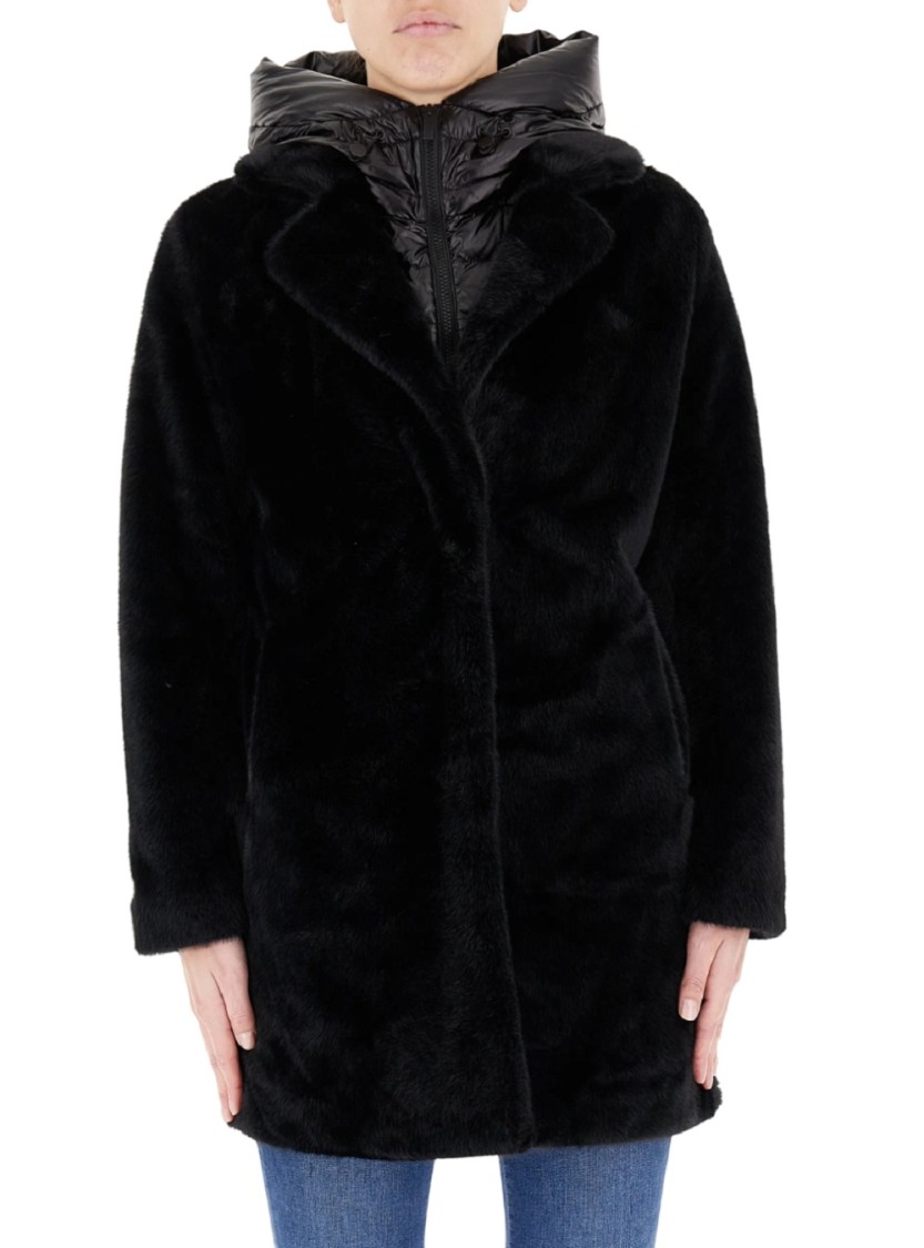 Bomboogie Black Jacket With Detachable Hood In Multi
