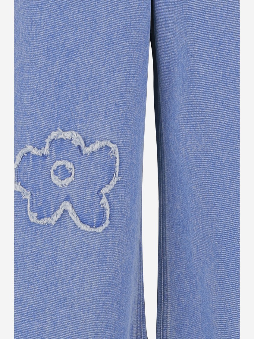 Shop Marni Cotton Denim Jeans With Appliqués In Blue