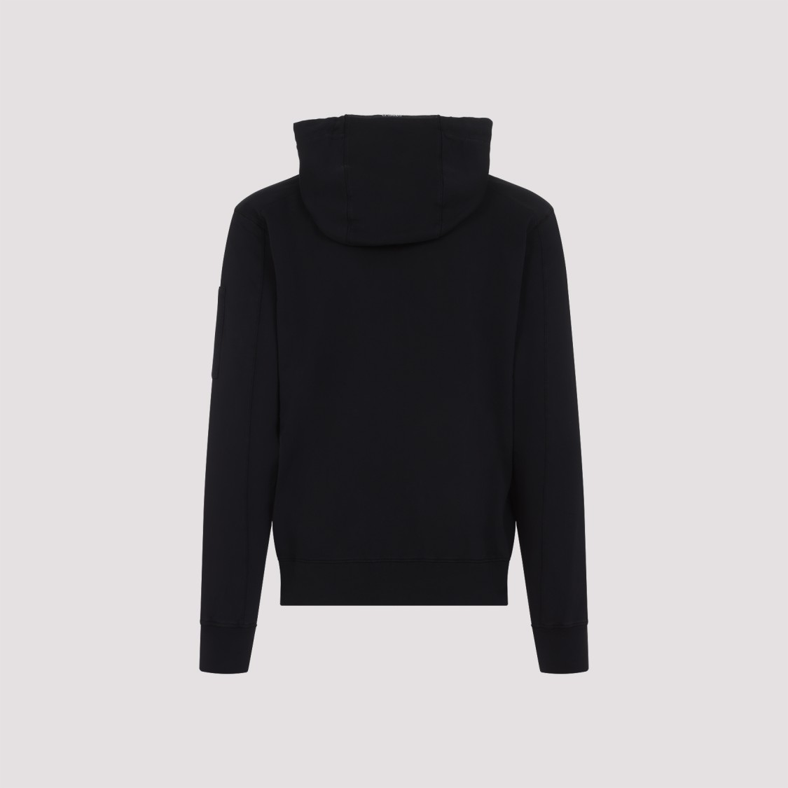 C.P. COMPANY C.P. COMPANY ZIP-UP BLACK HOODIE WITH ADJUSTABLE DRAWSTRINGS