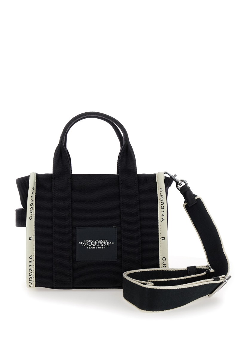 Shop Marc Jacobs Small Tote' Black Handbag With Jacquard Logo