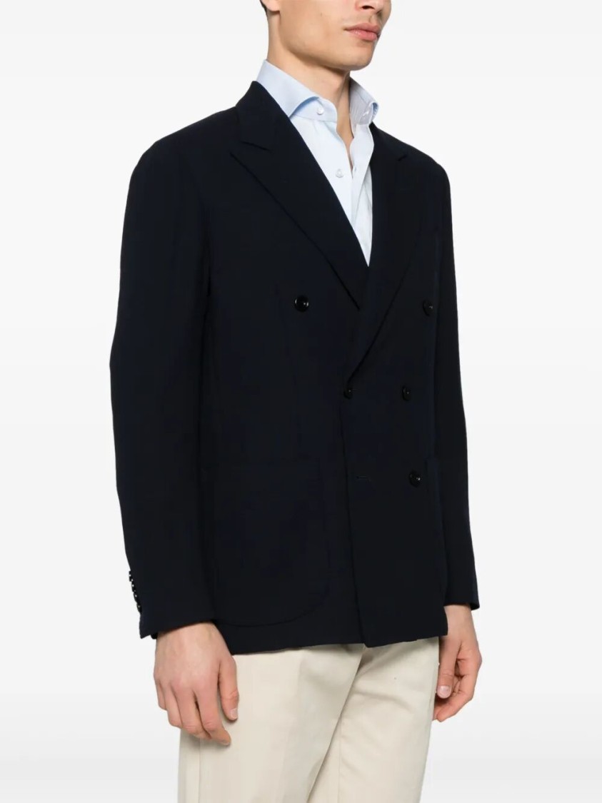 Sartorio Napoli Double-breasted Tailored Wool Jacket In Black