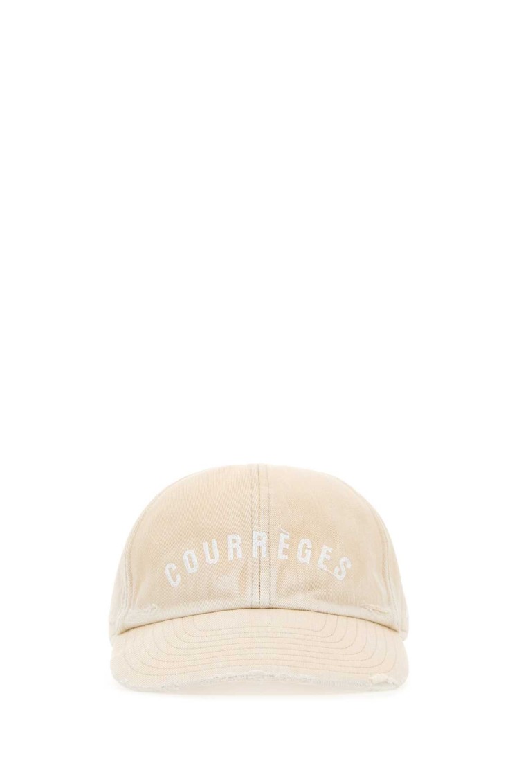 Courrèges Sand Cotton Baseball Cap In Neutral