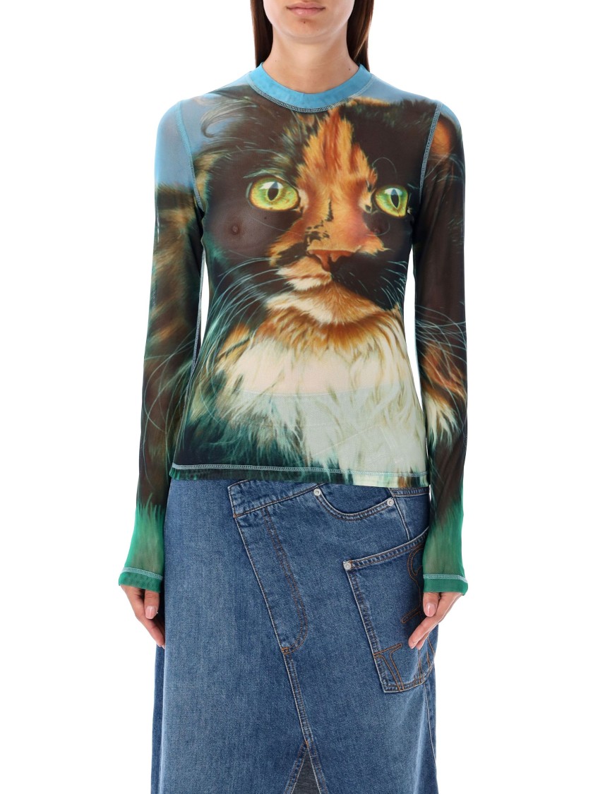 Jw Anderson J. W. Anderson Mesh Top Cat Print In Blue