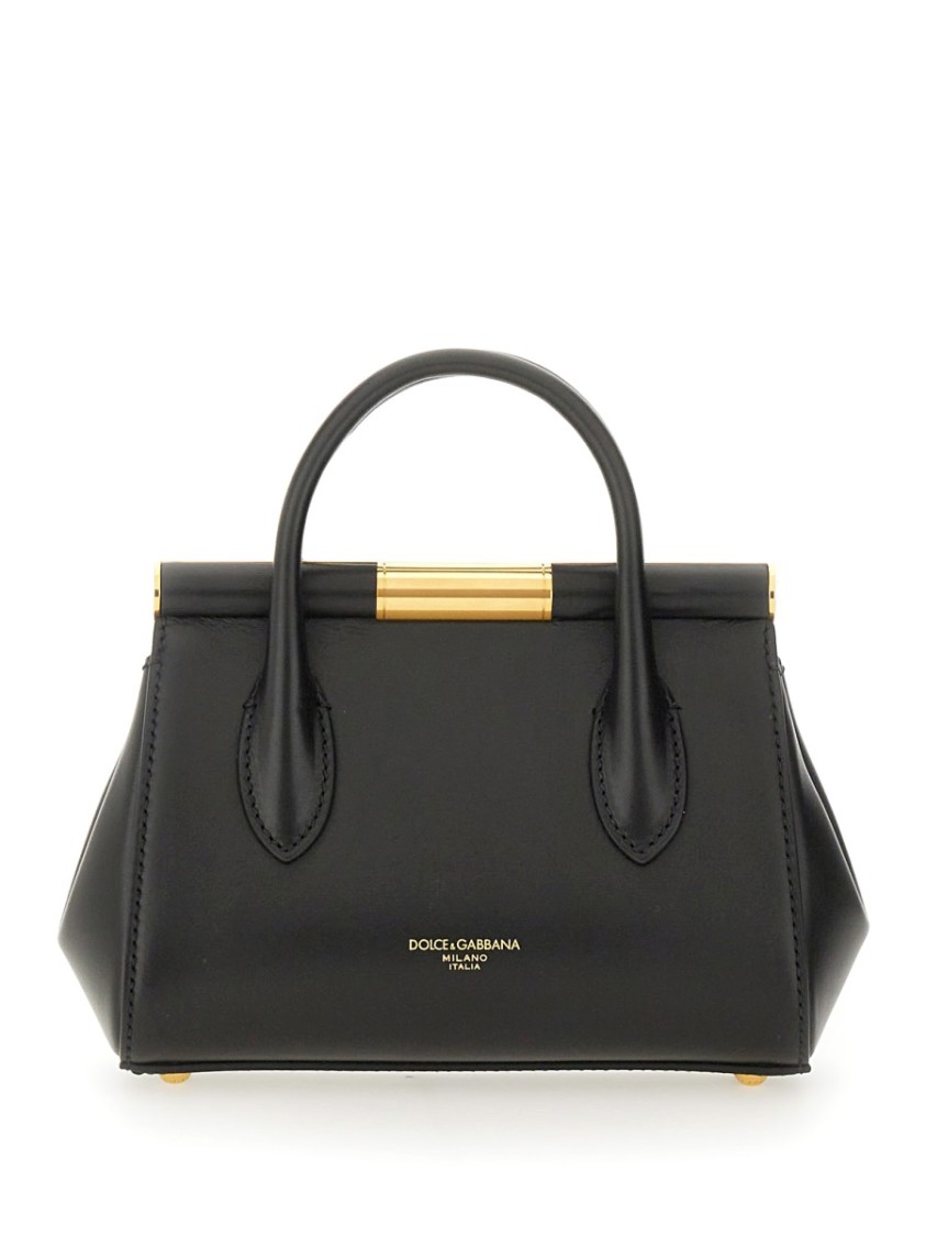 Dolce & Gabbana Marlene Small Leather Top-handle Bag With Chain Strap In Black