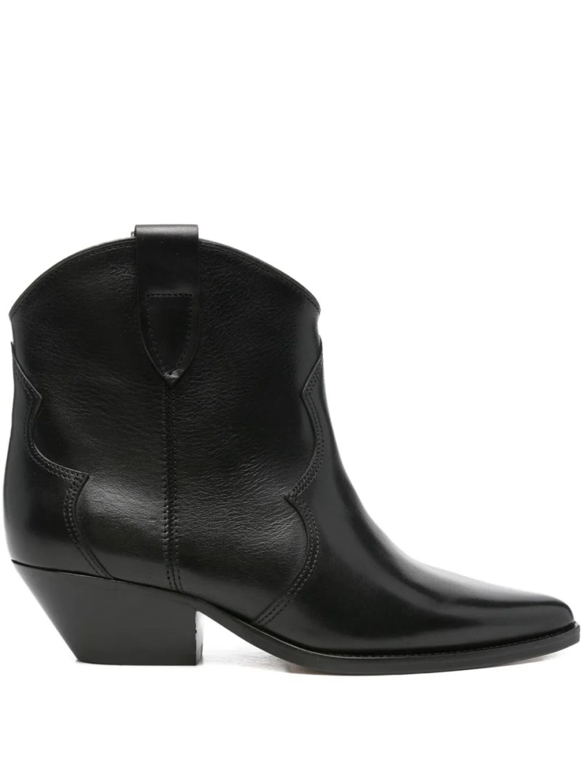 Isabel Marant 50mm Dewina Pointed-toe Leather Cowboy Boots In Black