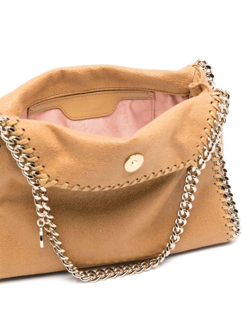 Shop Stella Mccartney Geometric Red Handbag With Chain Strap And Contrast Stitching In Neutrals