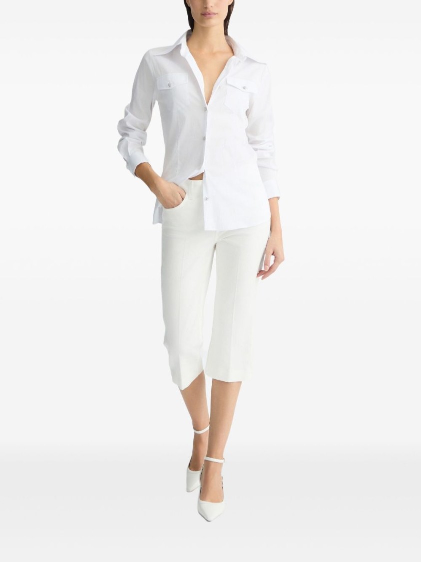 LIU •JO LIU JO CLASSIC WHITE BUTTON-DOWN SHIRT WITH CHEST POCKETS