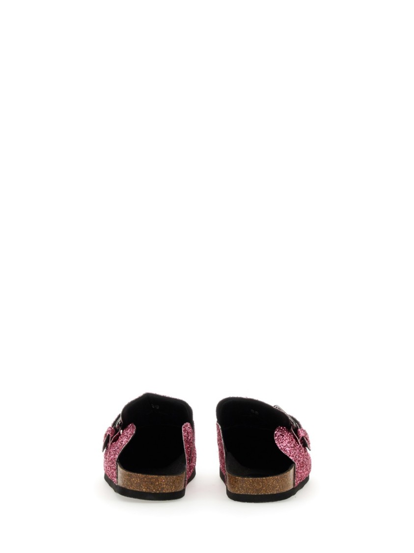 Philosophy Di Lorenzo Serafini Glitter Sandals Buckle Flat Sole