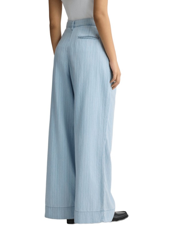 Shop Liu •jo Liu Jo High-waisted Wide-leg Trousers In Powder Blue Denim