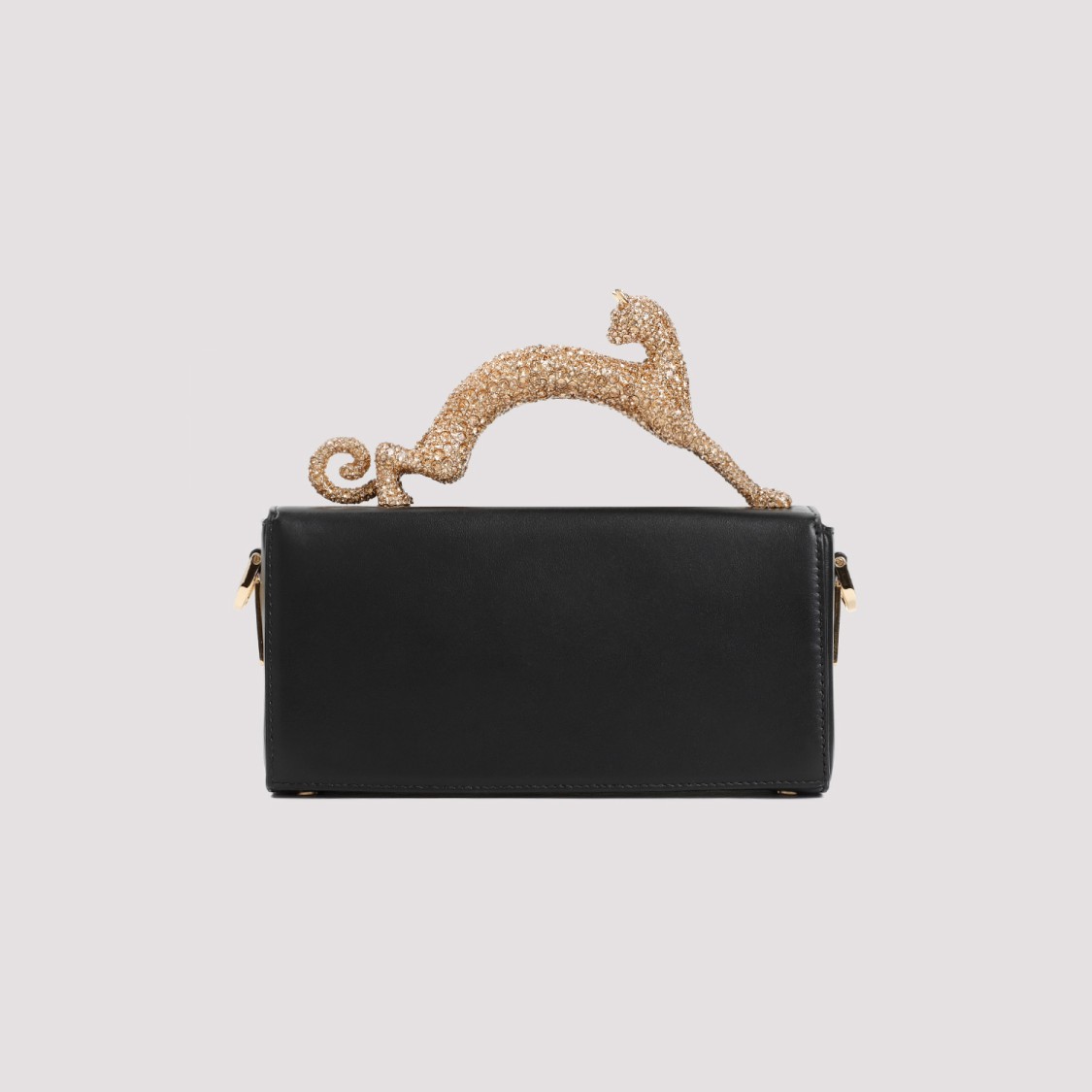 Shop Lanvin Nano Cat Pencil Bag In Black Calf Leather