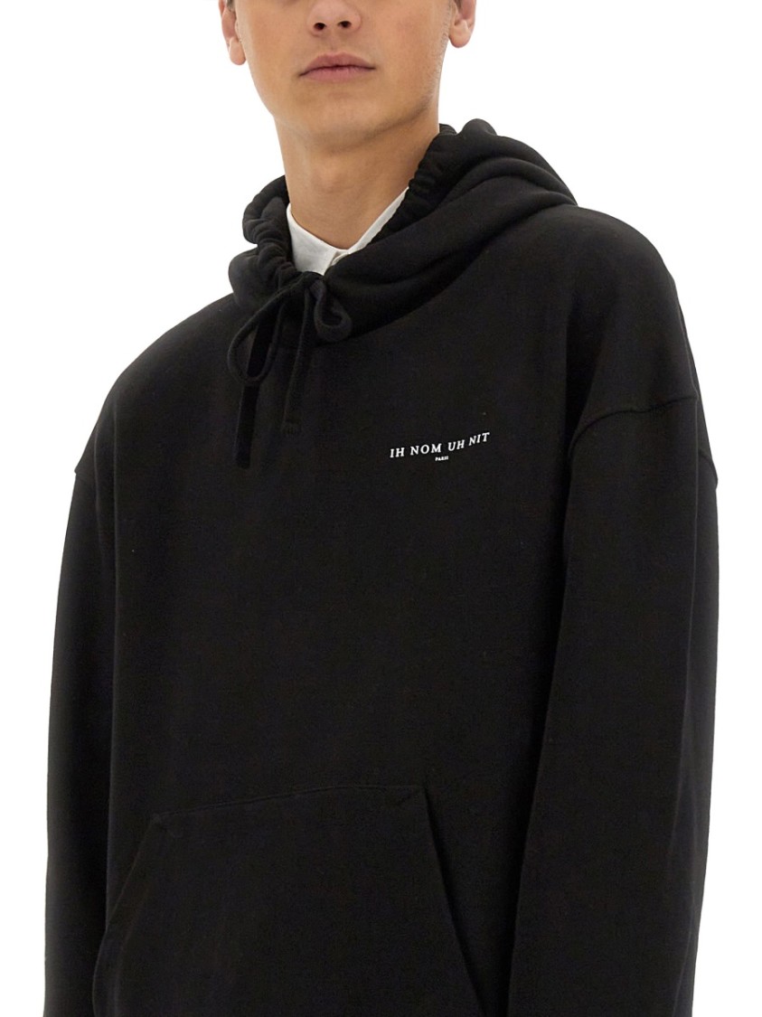 Ih Nom Uh Nit Relaxed Fit Black Hoodie With Graphic Design In Black