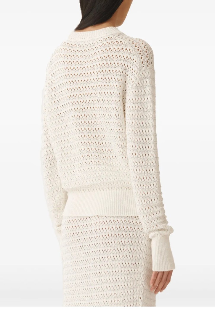 Fabiana Filippi Textured Open Weave Knit Sweater In White