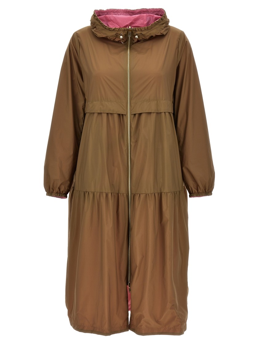 Herno Reversible Hooded Long Length Jacket In Brown
