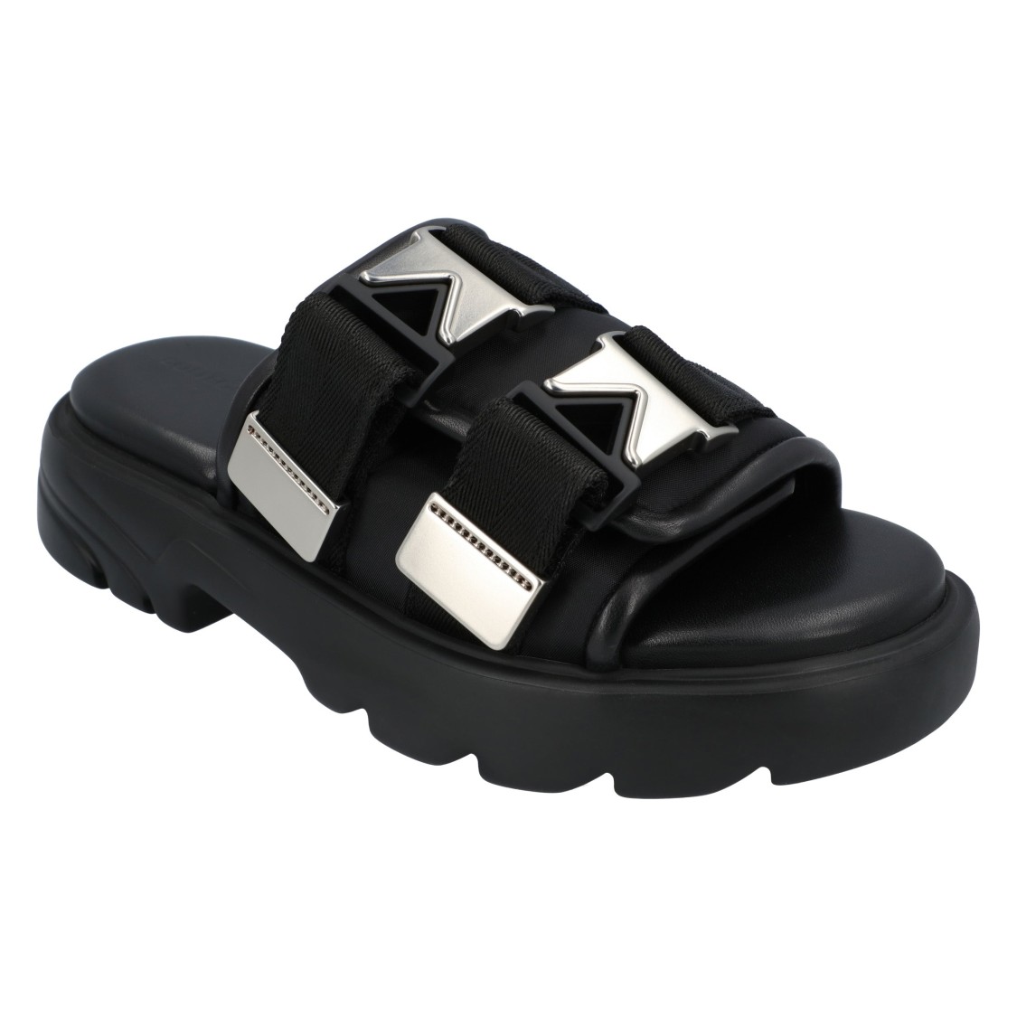 Bottega Veneta Flash Leather Dual-buckle Flat Sandals In Black