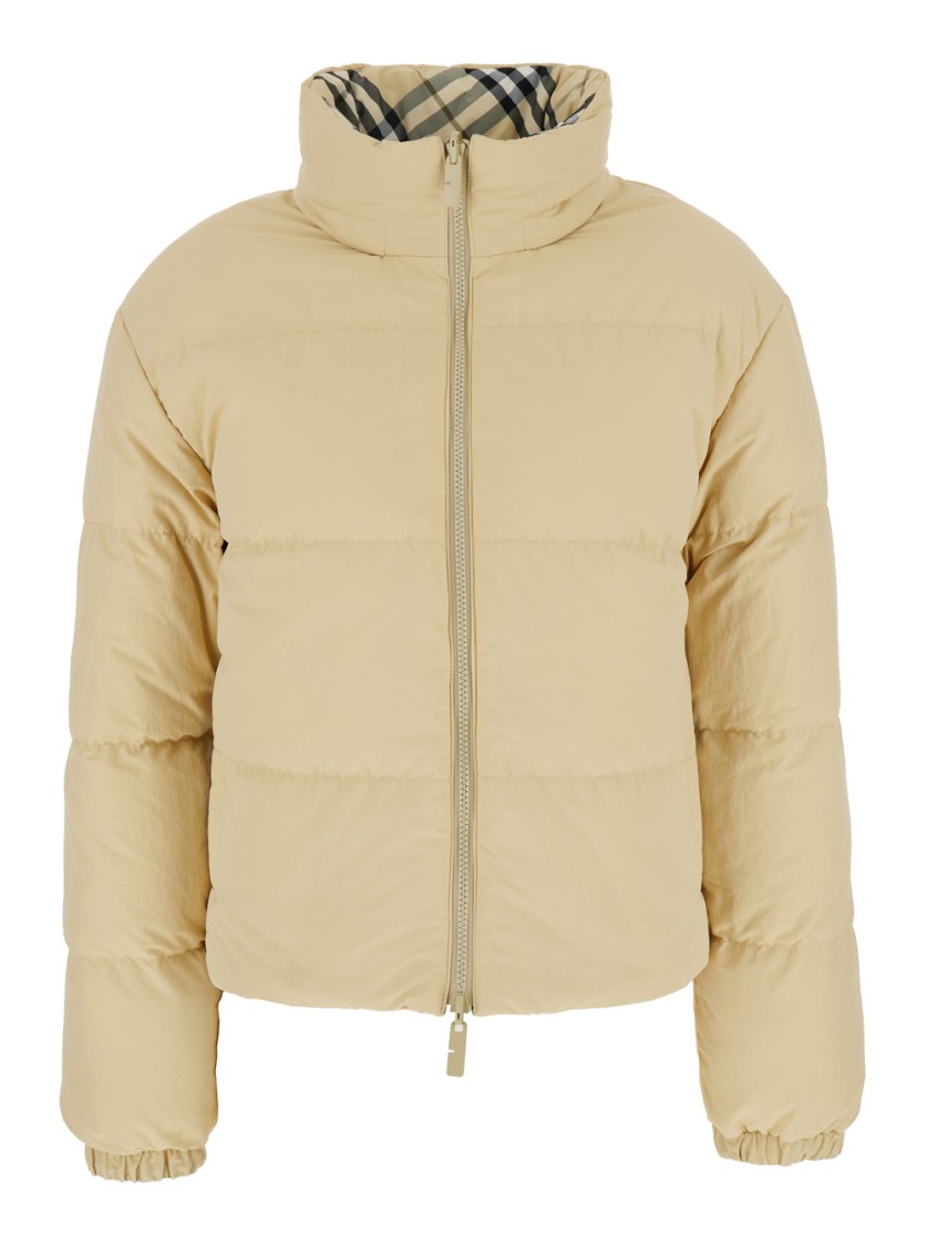 Shop Burberry Check Reversible Puffer In Neutrals