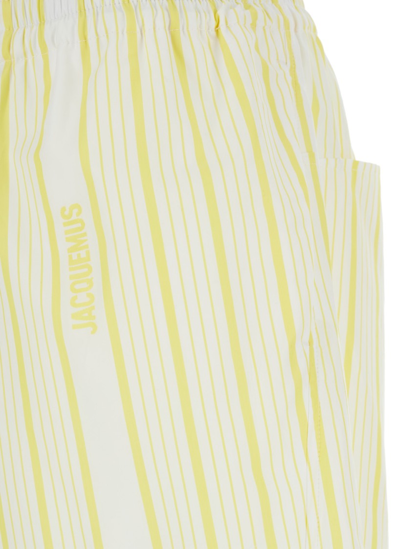 Shop Jacquemus Ìle Short Aloe' White Cotton Striped Shorts