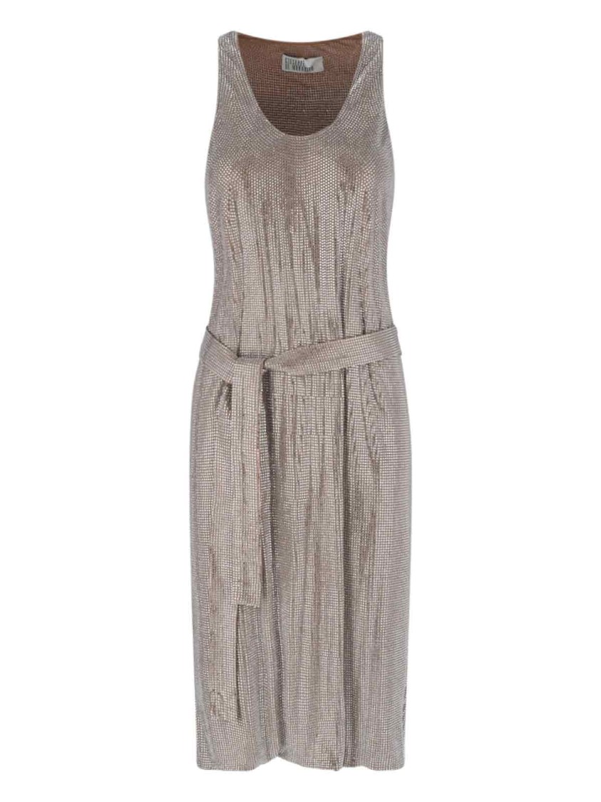 Giuseppe Di Morabito Metallic Scoop Neck Sleeveless Dress In Brown