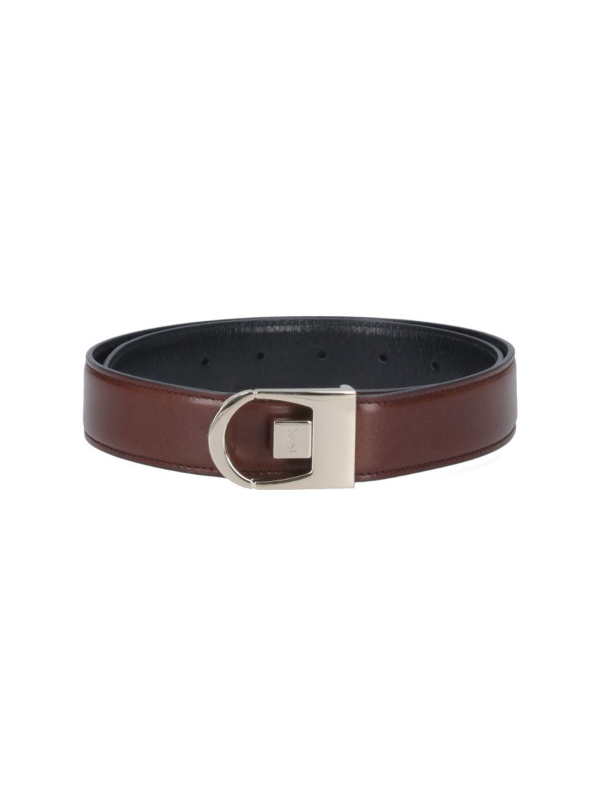 Saint Laurent Reversible "cassandre" Belt – Brown/black