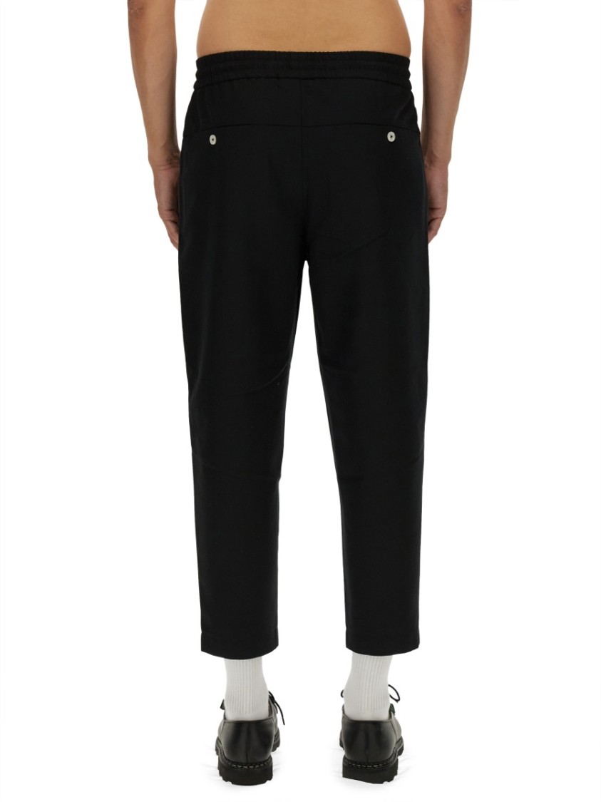 Drôle De Monsieur Black Carrot Pants With Drawstring In Wool Blend Man In Multi