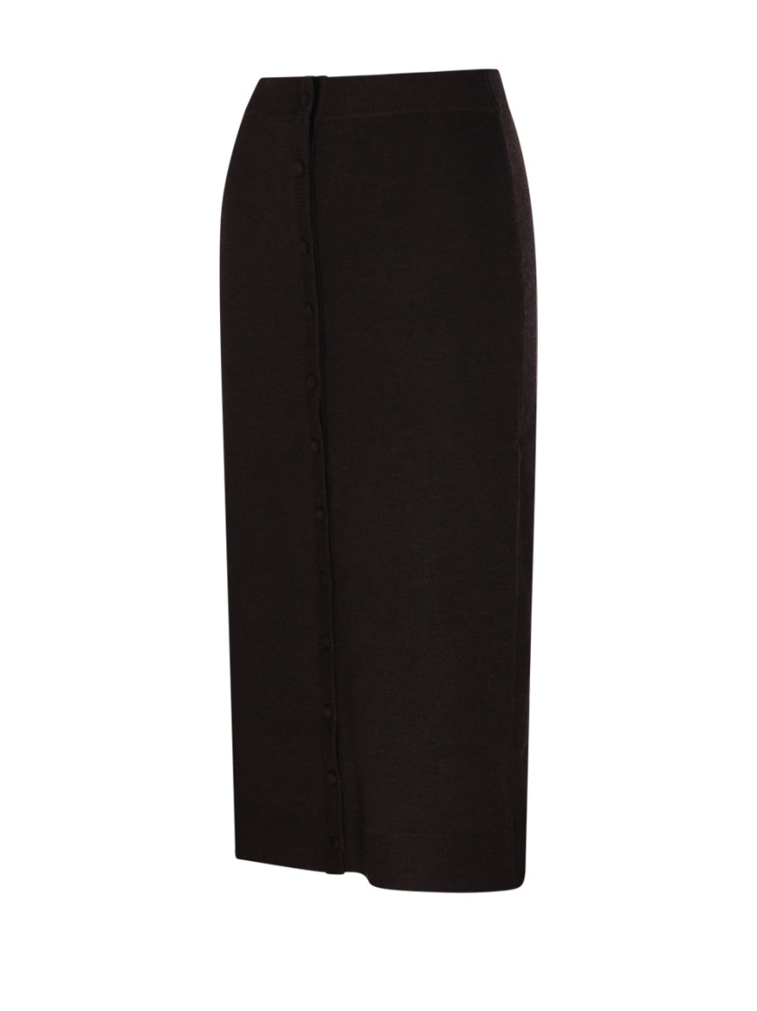 Victoria Beckham Button Detail Midi Skirt In Black