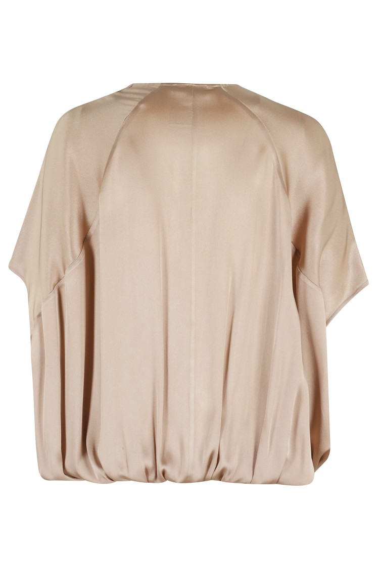 Semicouture Semi Couture Bronze Satin V-neck Blouse In Neutrals
