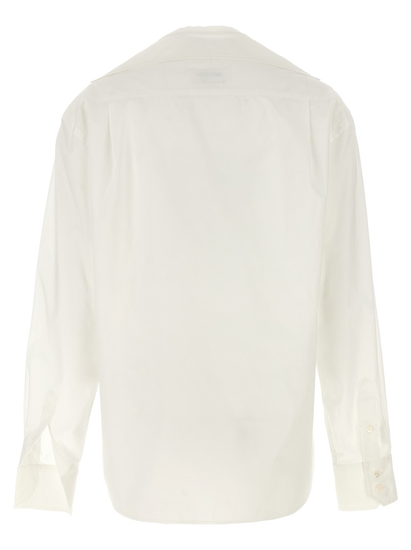 Mm6 Maison Margiela Mm6 By Maison Margiela V-neck Cotton Shirt With Long Cuffed Sleeves In White