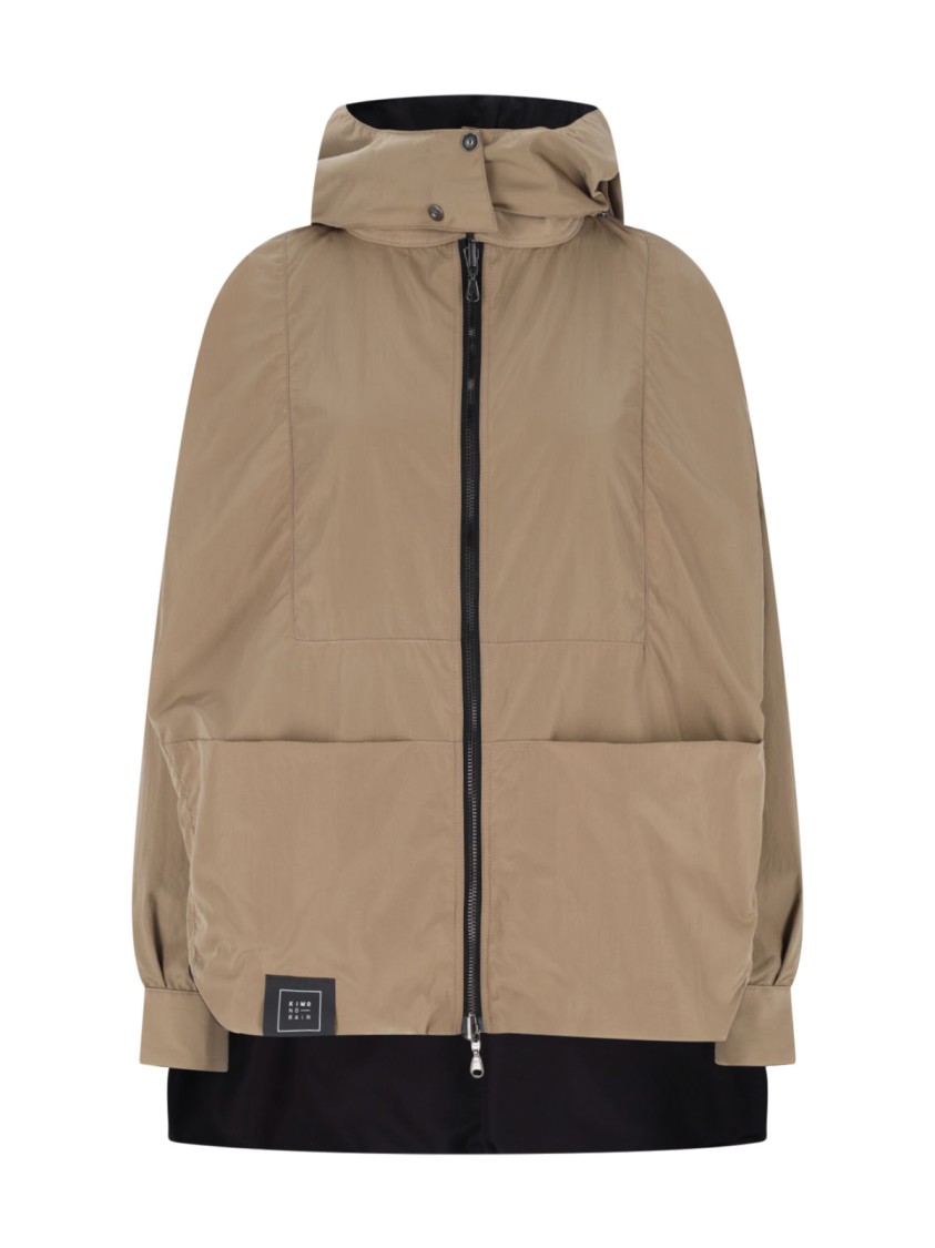 Kimono Rain Reversible Raincoat – Beige/black In Neutrals