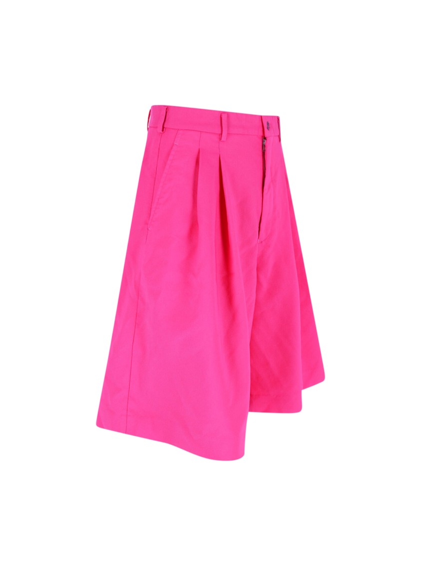 Comme Des Garçons High-waisted Pink Bermuda Shorts With Pleats And Pockets