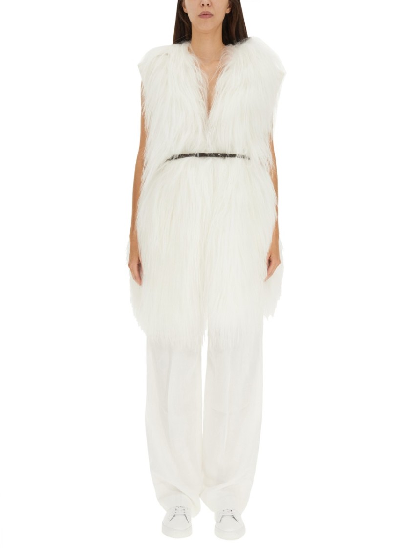 Shop Fabiana Filippi Fluffy White Fur Vest