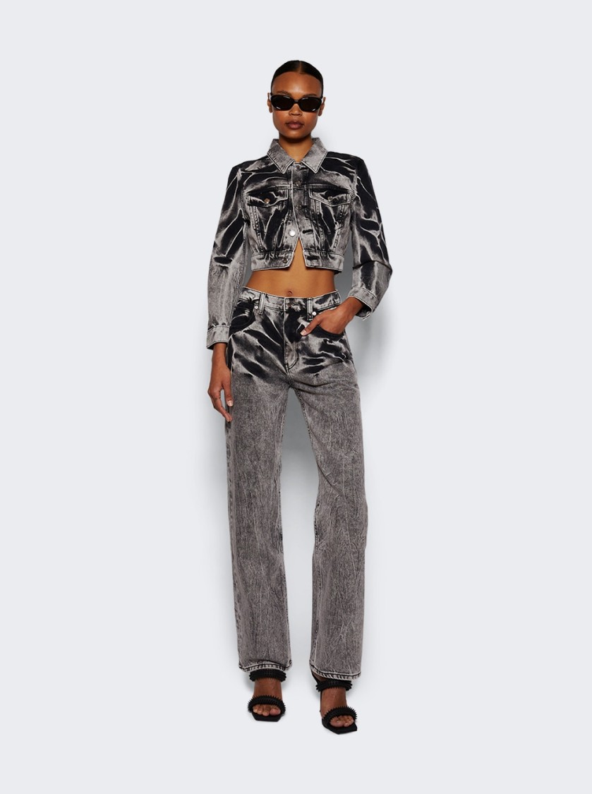ALEXANDER WANG ALEXANDER WANG EZ EMBROIDERED JEANS BLACK ACID CRUSH