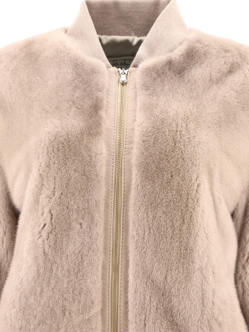 Giovi Deluxe Mink Fur Bomber Jacket In Neutral